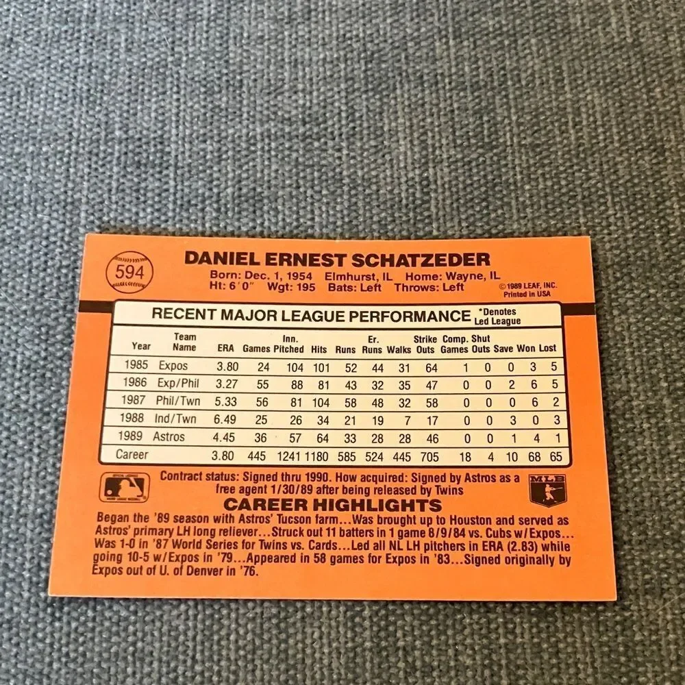 1990 Donruss Houston Astros Baseball Card Trading Card